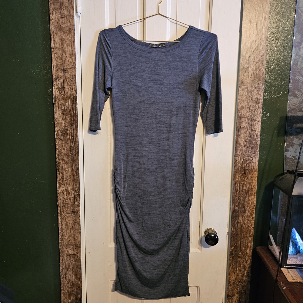 Prana Women's Slate Gray Ruched-Side Midi Dress